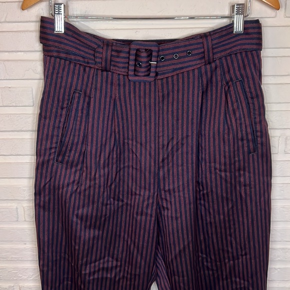 Cartonnier By Anthropologie Red and Navy Striped Trousers, Women Size 10 - Picture 5 of 10